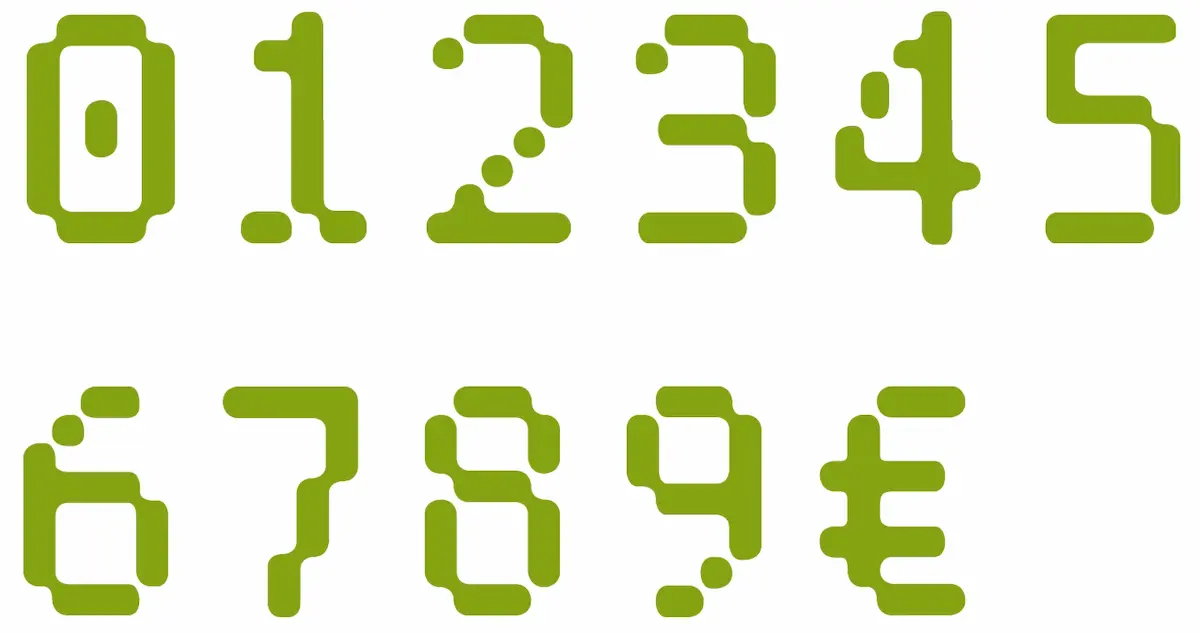Number set of Gravis Hybrid font