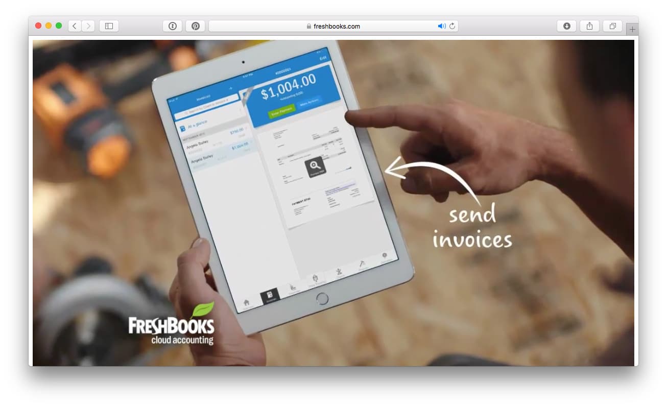 send invoices, written in FreshBooks font