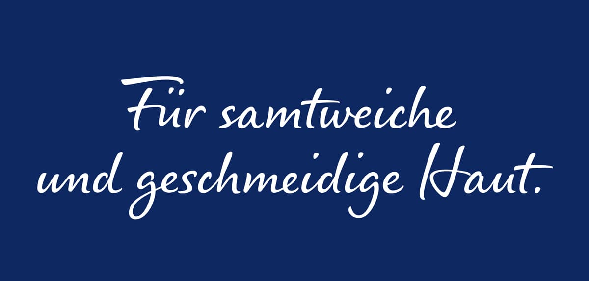Für samtweiche und geschmeidige Haut, written in Nivea Care Type font