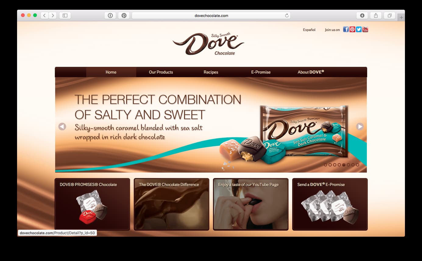 Silk Script in use on Dove chcolate website