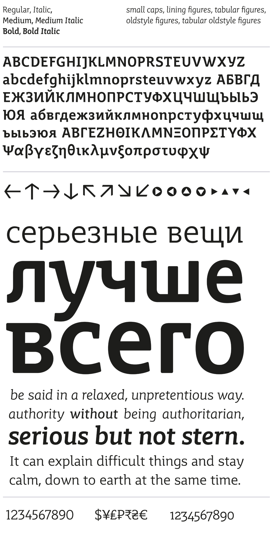 Mir typeface specimen
