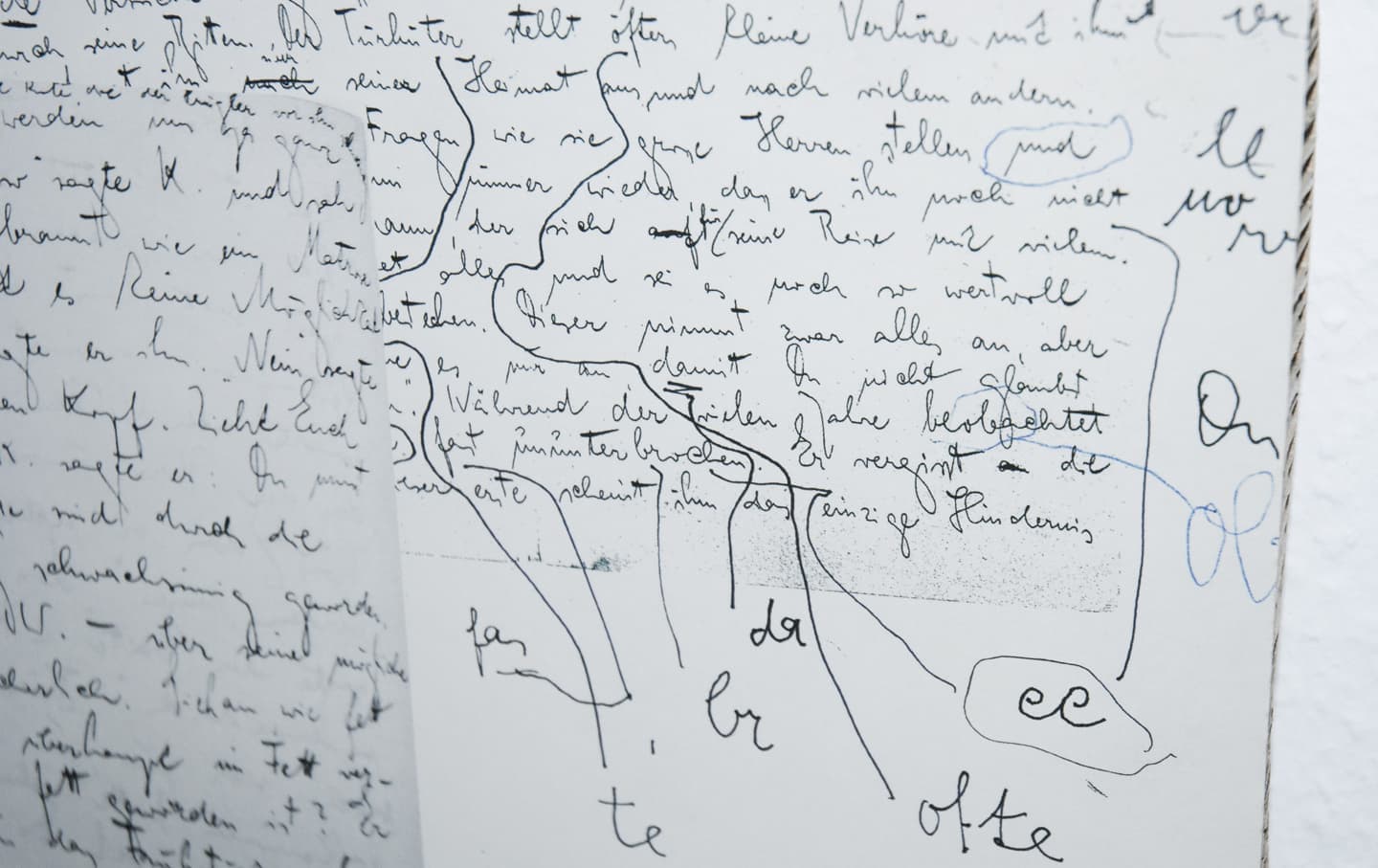 Working with Franz Kafka’s manuscripts.