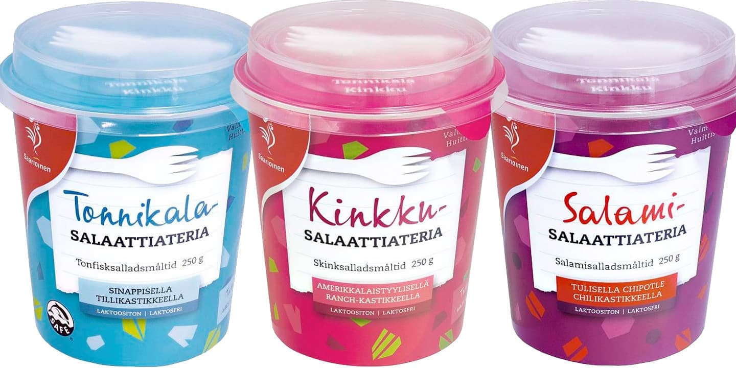 Finnish brand Saarioinen, using SyysScript font