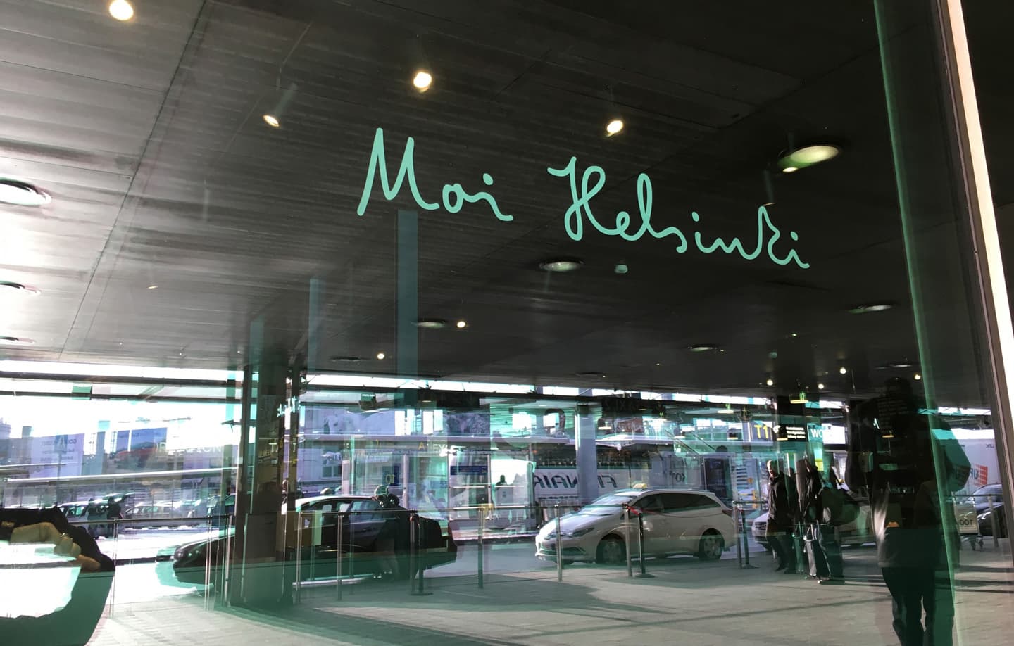 Signage outside of the building of Helsinki airport